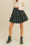 MABLE Jaylani Tulle Mini Skirt In Black