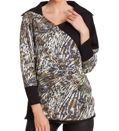 Angel Mosaic Detail Neck Top In Black Multi