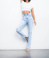 Pistola Colleen Distressed Straight Split Jeans In Multi