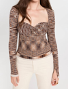 JONATHAN SIMKHAI Vesna Pleated Space Dye Twisted Top In Chocolate Multi