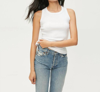 Michael Stars Kendall Crop Cotton Tank Top In White
