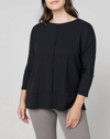 SPANX PERFECT LENGTH DOLMAN 3/4 SLEEVE TOP IN VERY BLACK