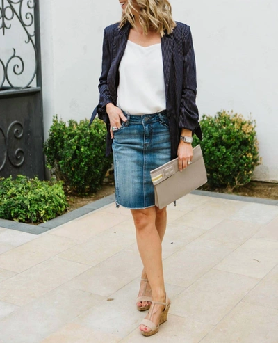 Kut From The Kloth Connie Step Hem Denim Skirt In Blue