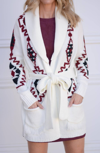 BISHOP + YOUNG Aztec Cardigan In Ivory