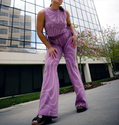 Another Girl Lurex Swirl Flare Pants In Lilac In Purple