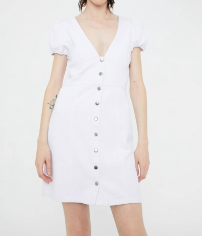 Wild Pony Button Up Denim Mini Dress In White