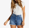 Billabong So Cheeky High Waist Denim Shorts In Blue