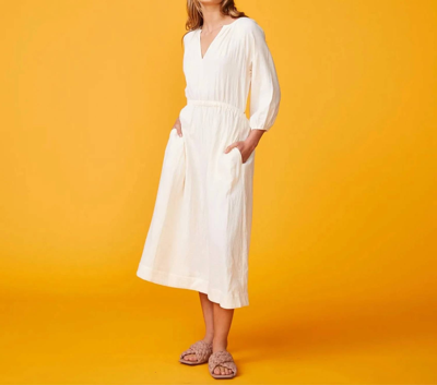 Monrow Gauze Open Back Dress In Buttercream In White