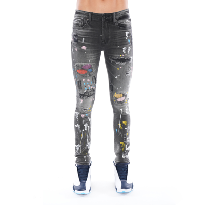 Cult Of Individuality Punk Super Skinny Jeans In Burst In Black