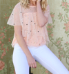 Eva Franco Tiered Polka Dot Top In Beige