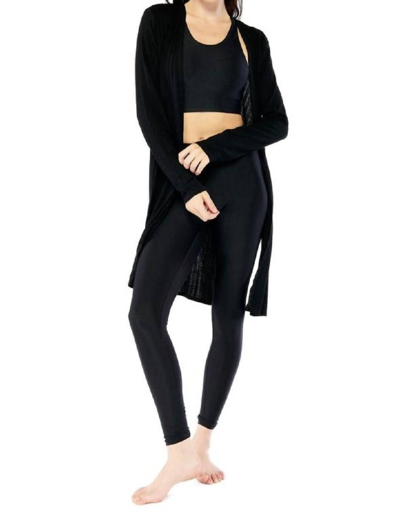 Electric Yoga Ribbed Slitted Cardigan In Black