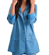ANGEL MICROFIBER LEATHER LONG HOODED JACKET IN TURQUOISE