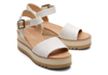 Toms Oms Womens Natural Yarn Dye Diana Ankle-strap Leather Wedge Sandals In White