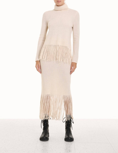 Zimmermann Kaleidoscope Fringed Cashmere-blend Midi Skirt In Multi
