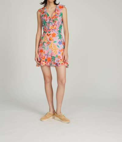 Saloni Cece Ruffled Floral-print Cotton And Silk-blend Voile Mini Dress In Multi