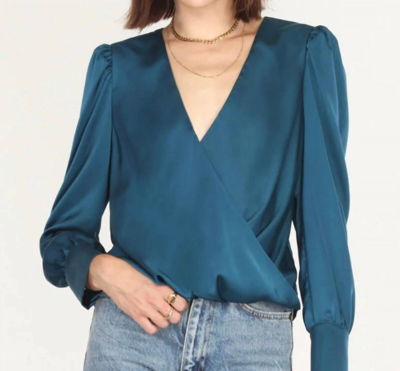 Greylin Wrap Front Top Top In Teal In Blue