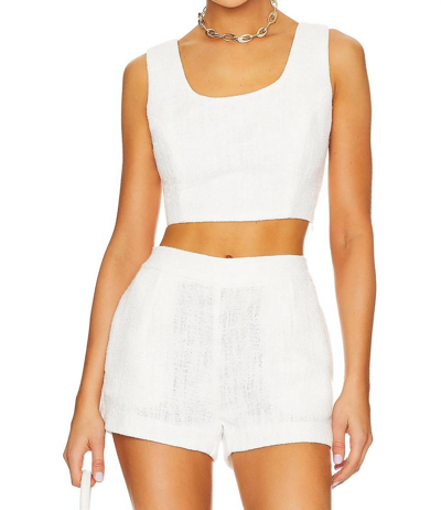 Central Park West Simone Tweed Shorts In White