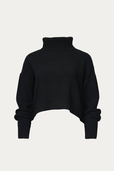 Rd Style Slouchy Cropped Turtleneck Sweater In Black
