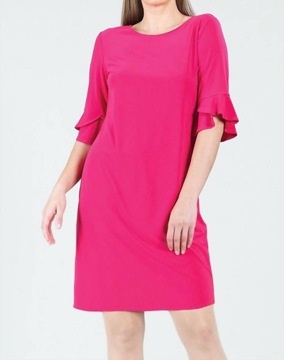 Clara Sunwoo Tulip Cuff Back Tie Dress In Hot Pink