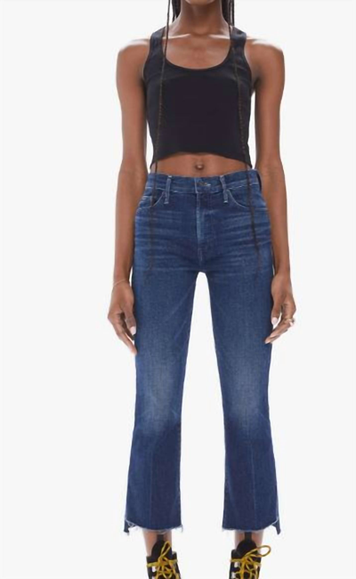 Mother The Insider High Waist Crop Step Fray Hem Bootcut Jeans In Blue