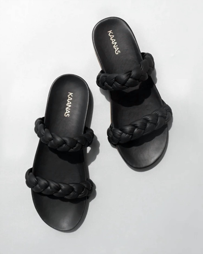 Kaanas Coco Chunky Braided Pool Slide In Black