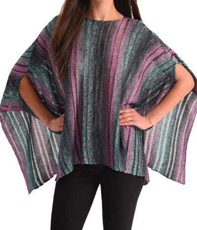 Angel Color Cut-out Poncho In Teal In Blue