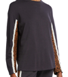 Monrow Paneled Mini Leopard Sweatshirt In Faded Black
