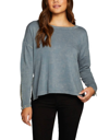 Chaser Slub French Terry Long Sleeve Open Neck Pullover With Zippers In Denim Mineral Wash In Multi