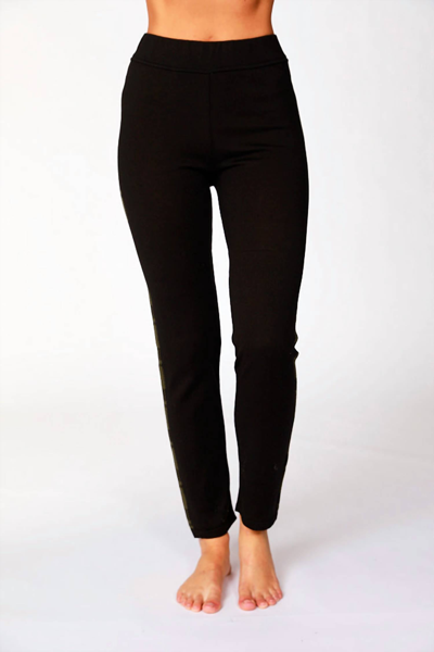 Angel Plaid Trim Track Pant In Black Combo