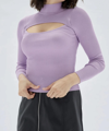 MINKPINK TINGHIR CUT OUT KNIT TOP IN LILAC