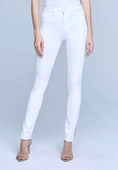 L Agence Josie High Rise Skinny Split In White