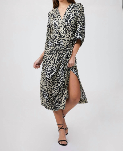 Smythe Drop Waist Kimono Dress In Leopard In Multi