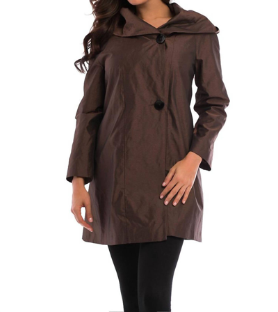 Angel Metallic Long Trench Hoodie Jacket In Bronze In Gold