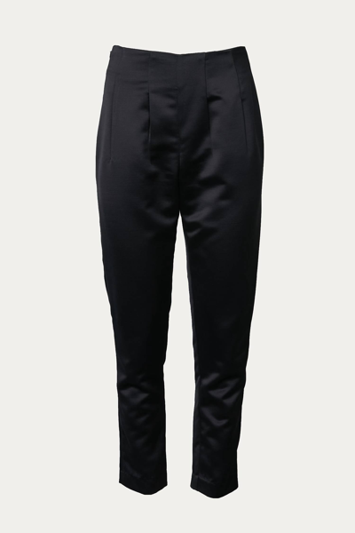 Le Réussi Pleated Satin Pants In Black