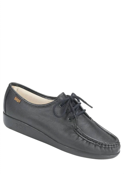 SAS SIESTA LACE UP LOAFER - WIDE IN BLACK