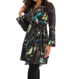 Angel Midnight Belted Collared Rain Jacket In Black Multi