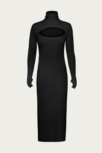 Afrm Brielle Knit Midi Dress In Noir In Black