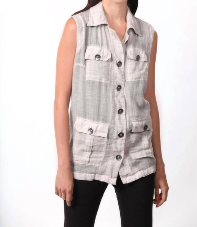Angel Oil Wash Cargo Pocket Vest In Sand In Beige