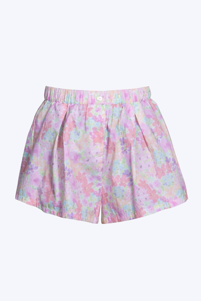 For Love & Lemons Kennedy Floral-print Cotton-poplin Shorts In Pink Multi