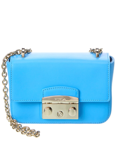 Furla Metropolis Mini Leather Crossbody In Blue