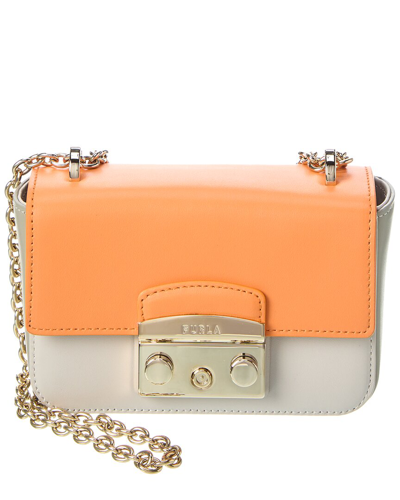 Furla Metropolis Mini Leather Crossbody In Orange