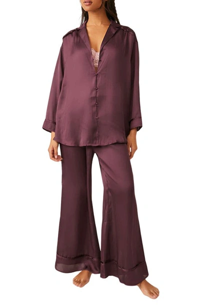 Free People Dreamy Days Pyjamas In Precious Wine