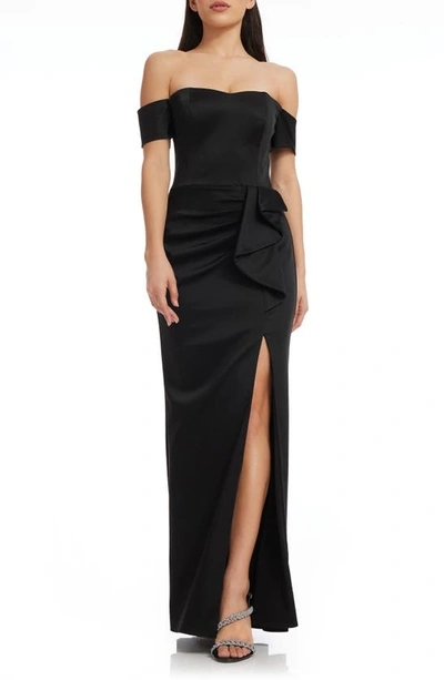 DRESS THE POPULATION GABRIELLE OFF THE SHOULDER GOWN