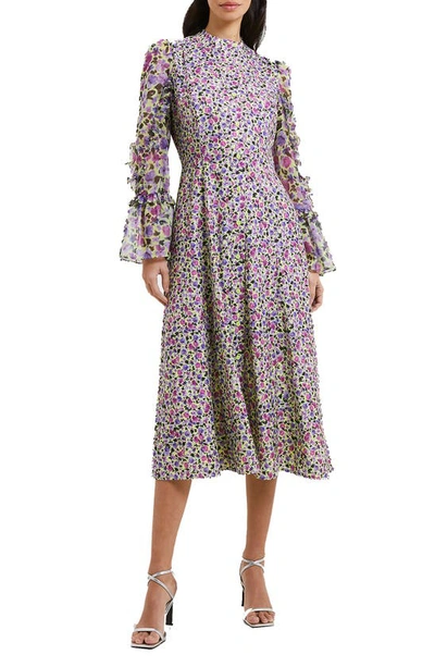 French Connection Alezzia Ely Floral Jacquard Long Sleeve Dress In 32-sharp Green
