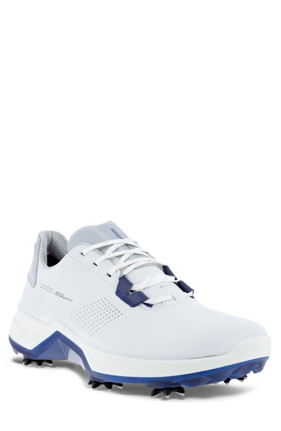 Ecco Biom G5 Waterproof Golf Shoe In White/ Blue Depths