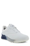 Ecco S-3 Boa Wateproof Golf Shoe In White/ Blue