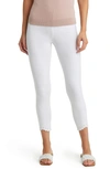 Hue Embroidered Eyelet Hem Denim Skimmer Leggings In White
