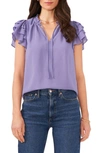1.state Women's Flutter Sleeve V-neck Top With Tie In Twilight Purple