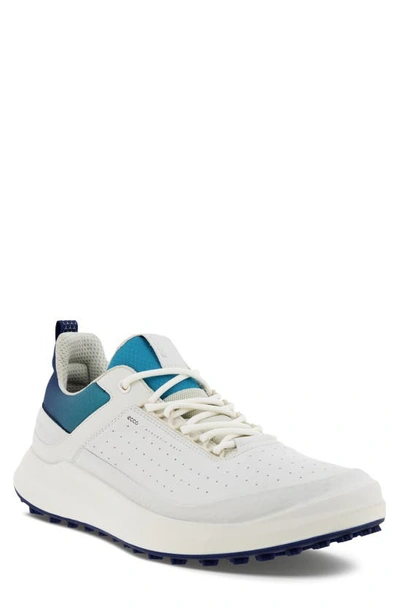 Ecco Core Water Repellent Golf Shoe In White/ Blue