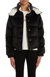 Moncler Daos Velvet Puffer Jacket In Black